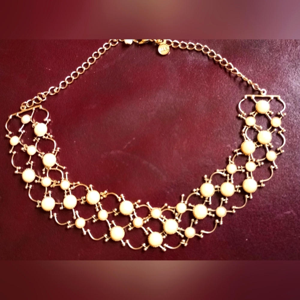 Elegant Gold Choker Necklace With Pearls(4-6mm) MarkedM&S(marks &Spencer)9-14" L